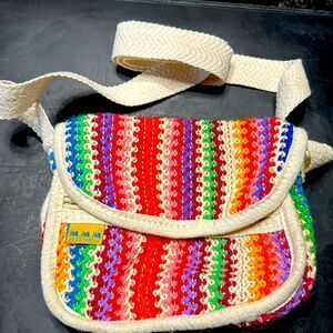 MMM Artesanias Colorful Mexican Woven (2 pocket) purse